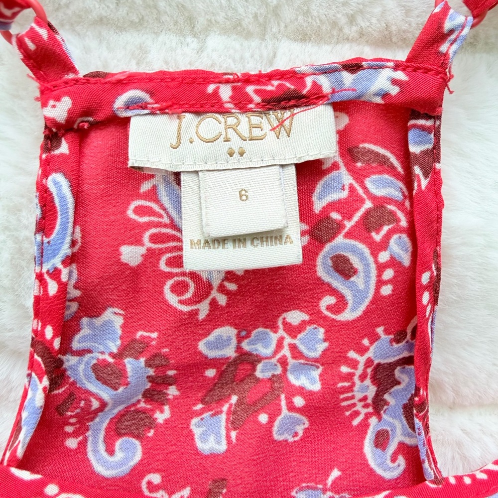 J.Crew Red Paisley Halter Tank Top Size 6 Lightweight Summer - Picture 9 of 9